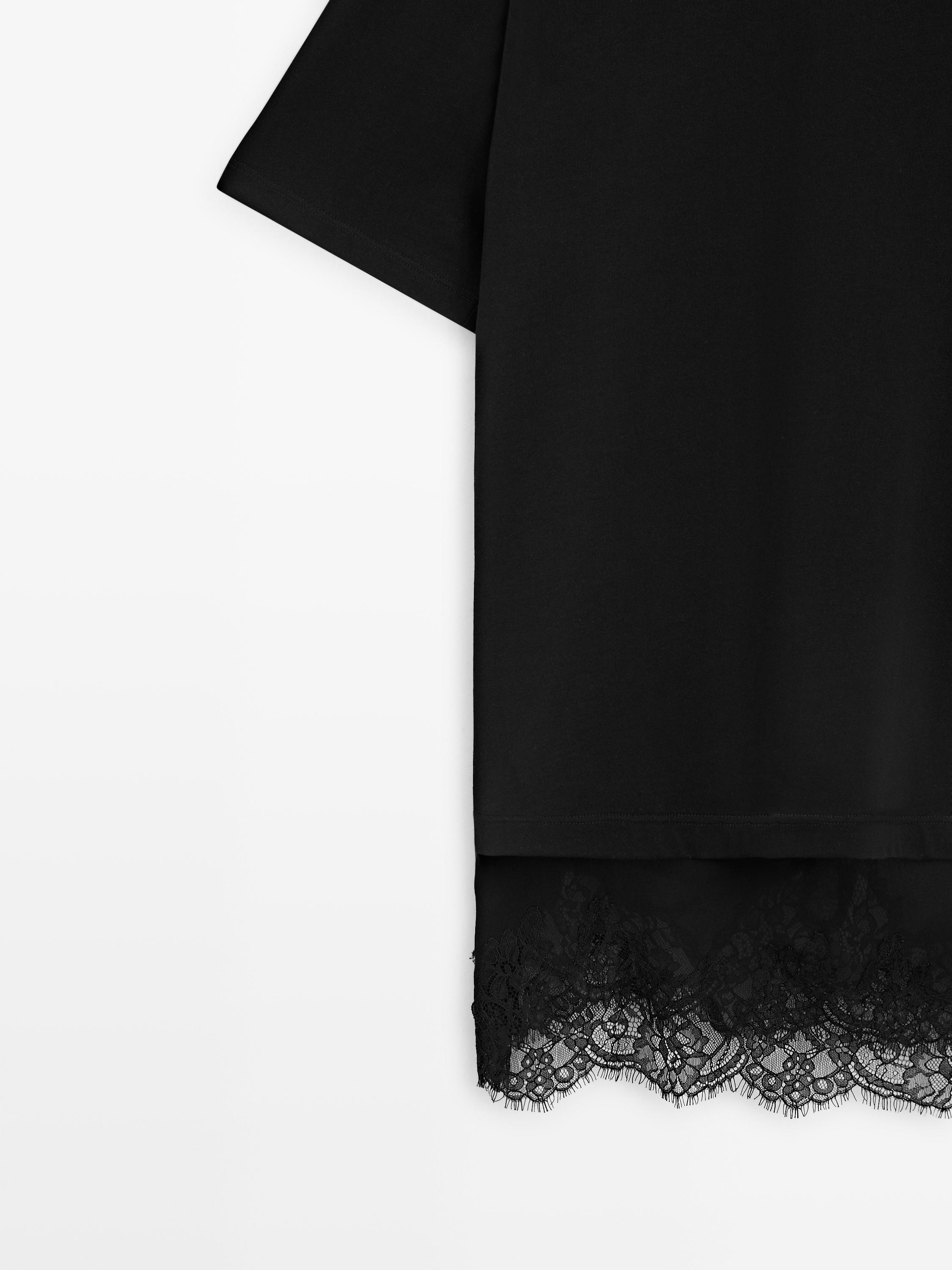 Short sleeve T-shirt with lace detail